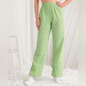 SHEIN Green Gingham Women's Pants